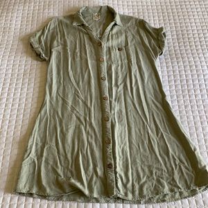 Linen Sage Green Button Up Dress